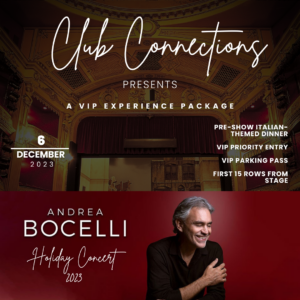 CC VIP Concierge- ANDREA BOCELLI Holiday Concert @ TD Garden